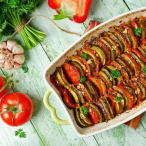 Eating healthy doesn't mean you have to sacrifice the foods you love. Follow us for the Heart Healthy Recipe on Easy Baked Ratatouille.