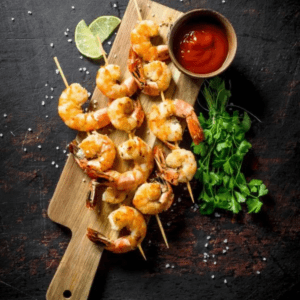 Eating healthy doesn't mean you have to sacrifice the foods you love. Follow us for the Heart Healthy Recipe for Garlic Grilled Shrimp Skewers