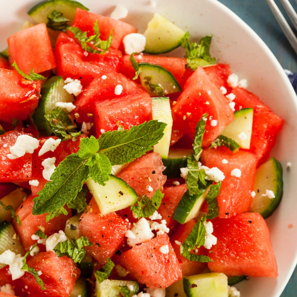 Watermelon Feta Cucumber Salad
