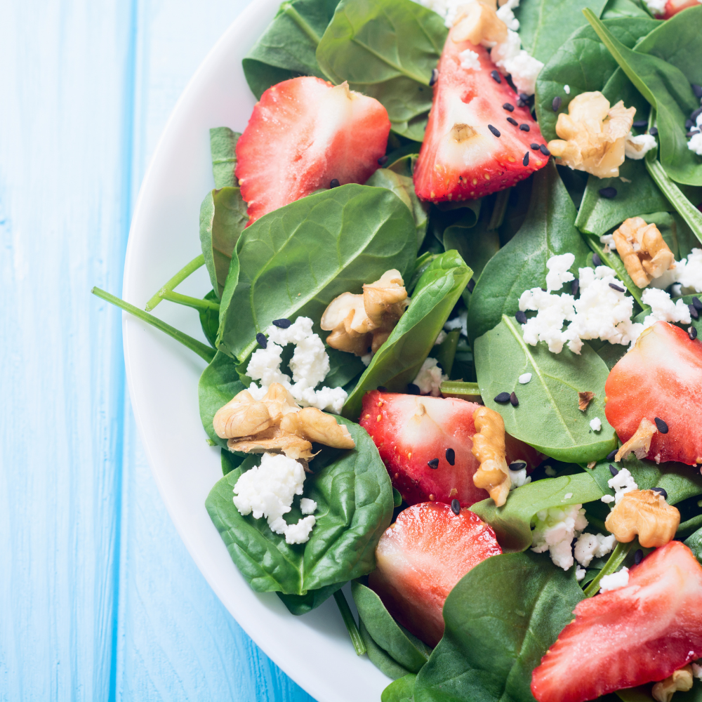 This berry, spinach and walnut summer salad is perfect for the MIND diet